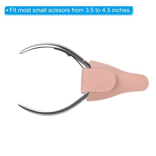PATIKIL 4.5"x2.6" Embroidery Scissors Sheath, 4 Pack PU Leather Nail Cuticle Scissor Cover Small Pointed Nippers Scissors Protective Case, Pink