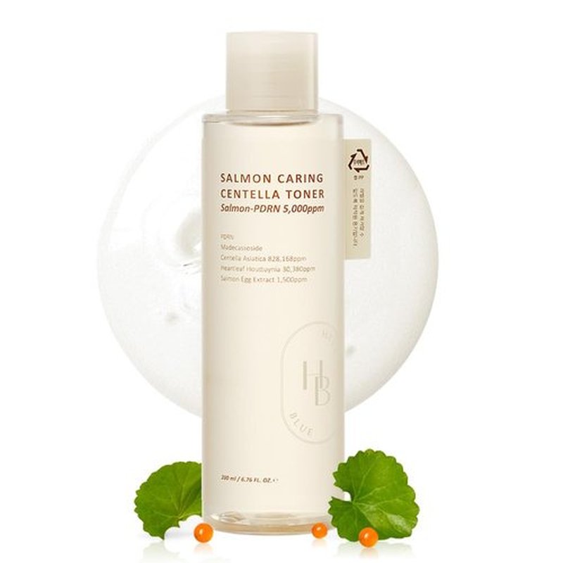 HEVEBLUE Salmon Caring Centella Toner - Salmon PDRN, pH 5.5, Salmon Egg Extract, Centella, Madecassoside, Restore and Rejuvenate, Refine Skin Texture, Low Irritation, Korean Skincare, K-Beauty
