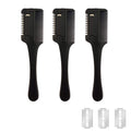 3 Pcs Hair Cutting Combs with Extra 3 Replacement Razors, MSDADA Double Edge Razor Comb for Thin and Thick Hair Trimming and Thinning