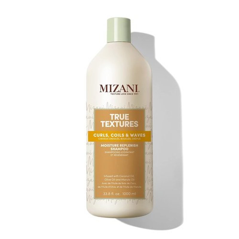 MIZANI True Textures Moisture Replenish Shampoo - Hydrating Formula for Curly Hair with Coconut Oil, Sulfate-Free