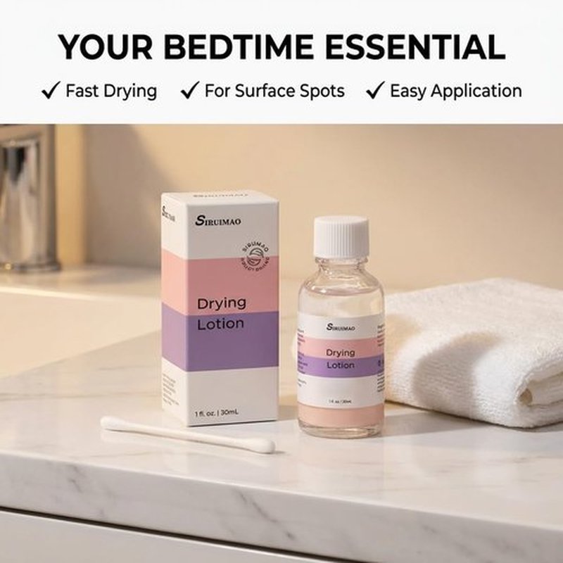 SIRUIMAO Overnight Drying Lotion for Surface Blemishes - Fast Acting Bi-Phase Pink Spot Solution for Face & Body - Soothing Calamine & Tea Tree Oil to Dry Out Impurities & Reduce Redness (1 fl oz)