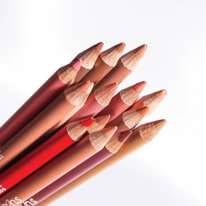 12 Colors Wooden Lip Liner Pencil Set, High Pigmented Soft Matte, Long Wearing, Deep and Rich in Color, Smudge Resistant