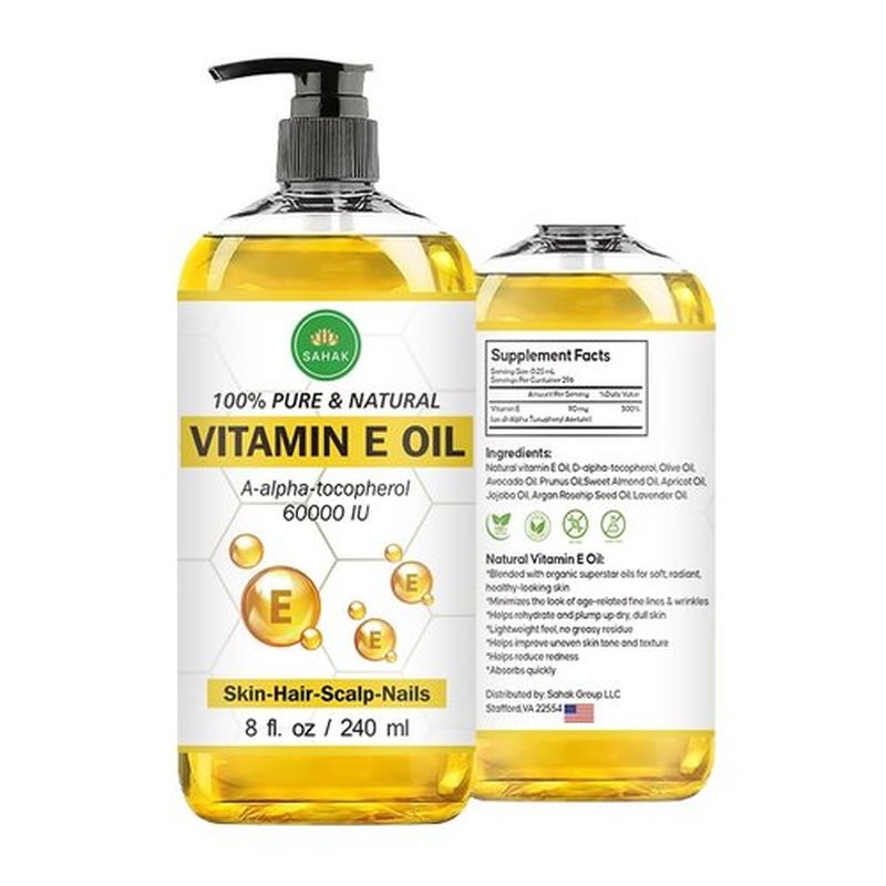 SAHAK Vitamin E Oil Blend 60,000 IU – Organic Vitamin E Oil for Skin, Hair & Nails | Ready-to-Use Body & Face Moisturizing Oil
