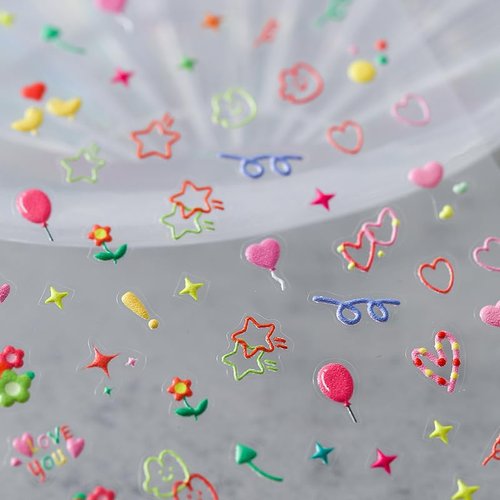 Dedyel Rainbow Birthday Party Nail Stickers Cute Cartoon Designs Self-Adhesive Nail Art Stickers for Kids Girls Women Nail Art Decoration