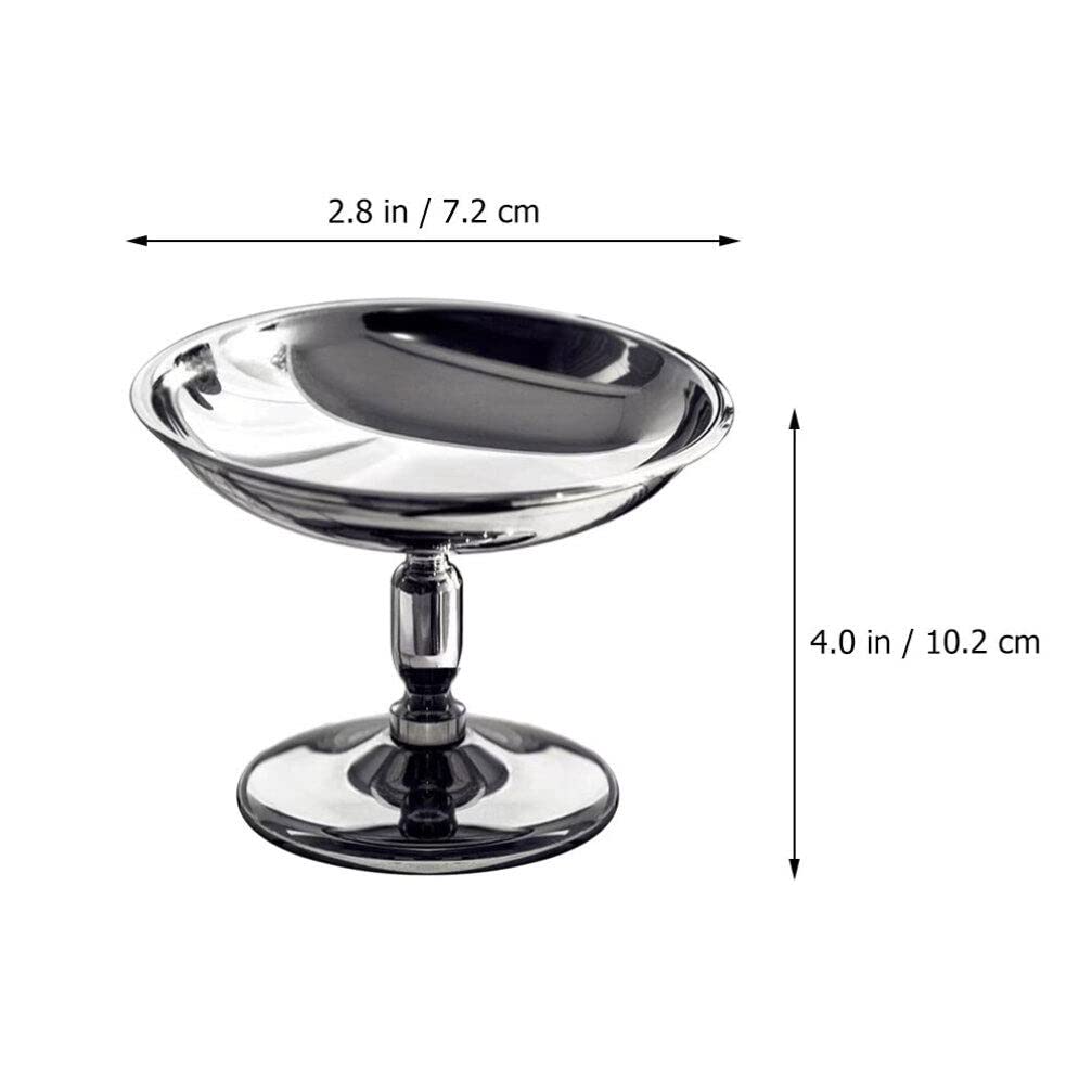 Angoily 3Pcs Mini Ice Cream Cup, Stainless Steel Dessert Sliver Cup Footed