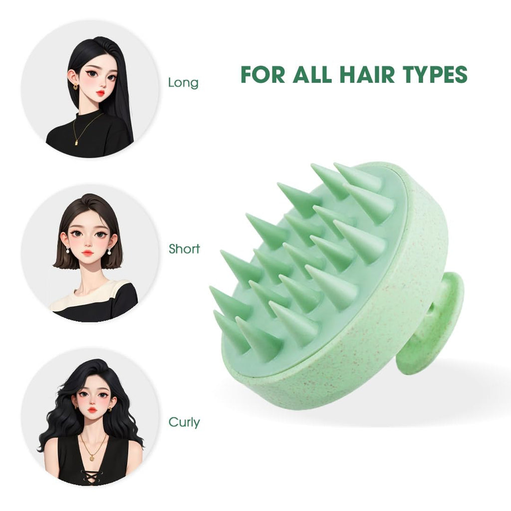 Hotosu Scalp Massager Brush for Hair Growth – Silicone Scalp Scrubber & Scalp Exfoliator – Manual Scalp Massager Brush for Wet or Dry Use – Hair Massager Scalp Shampoo Brush Tool (Green)