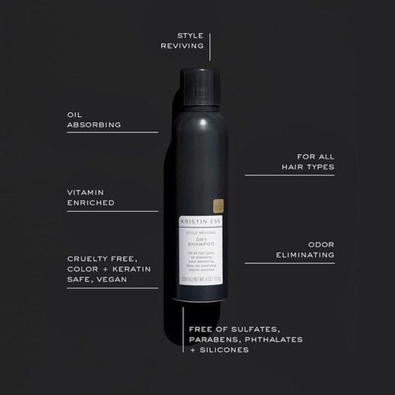 Kristin Ess Dry Shampoo Spray - 2-in-1 Home & Travel Size for Oily Hair | Absorbs Oil, Adds Volume, Fresh Pear Fragrance
