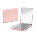 Kintion Compact Travel Makeup Mirror - 1X/3X Magnification with LED Light | Portable Folding Design, Pink