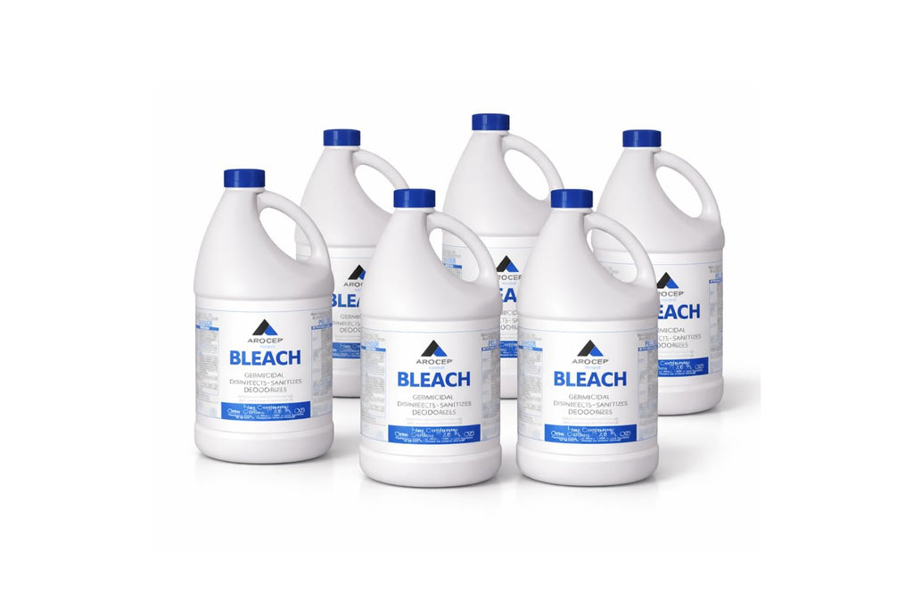 Liquid Chlorine Bleach Gallon – 6Pcs 1 Gallon Jug Bleach for Laundry, Household Cleaning, Commercial Use - Highly Concentrated Formula Bathroom Cleaner Ideal for Kitchen Surfaces, Tiles, Floors