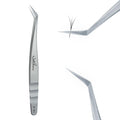 Natuhana High Precision Lash Tweezers for Individual and Volume Eyelash Extensions Pointed Premium Stainless Steel Curved Fiber Tip Professional Isolation Tweezer(Dolphin Tweezer A-02)