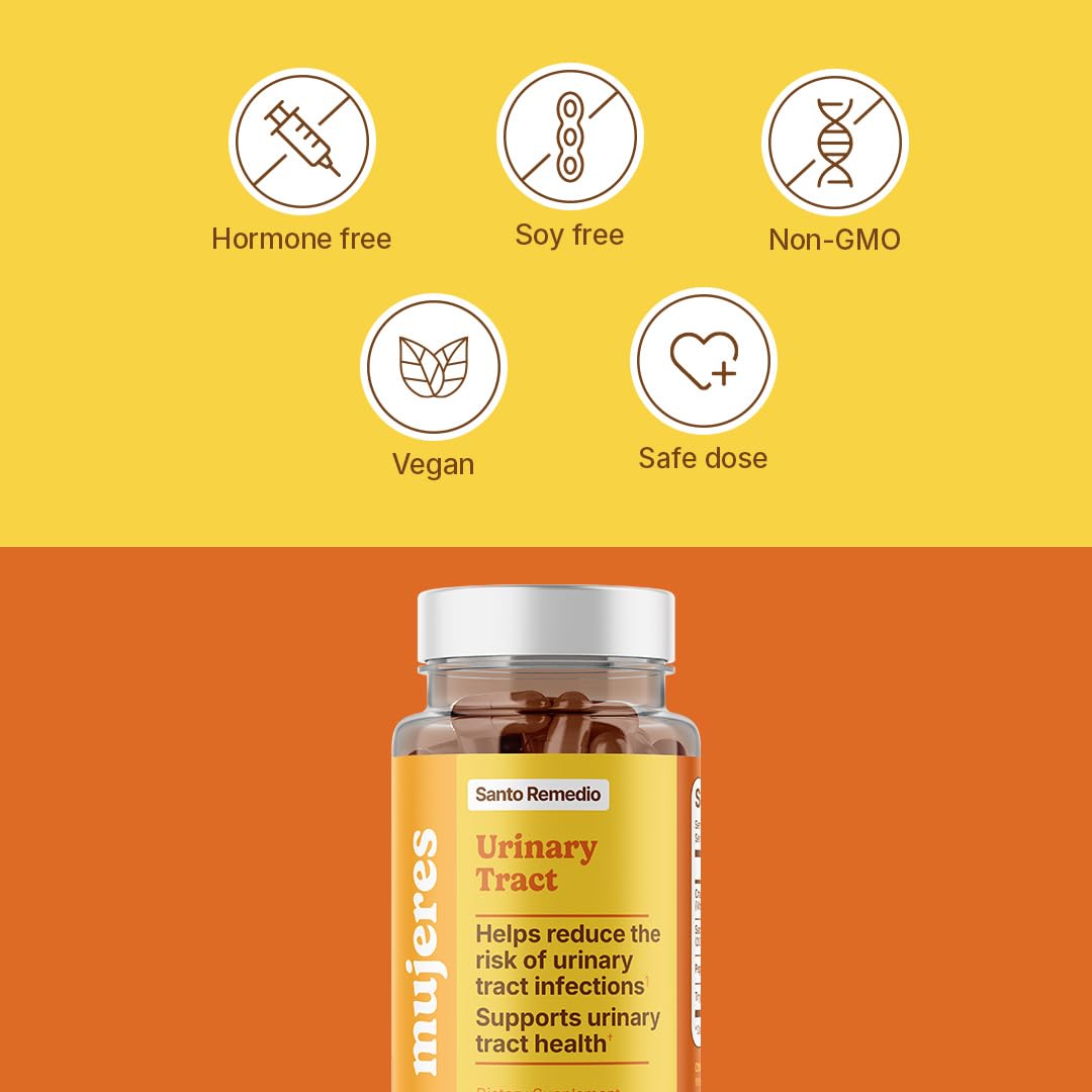 Santo Remedio Urinary Tract, Dietary Supplement, Helps Reduce Urinary Tract Infections, Unique Formula with Cranberries, Probiotics, and Enzymes, Clinically Proven Ingredients, Non-GMO, 30 Servings
