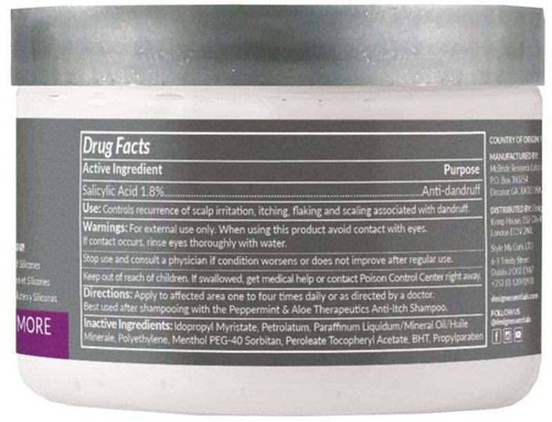Design Essentials Peppermint & Aloe Anti-Itch Hair Treatment | Dandruff Relief, 5 Fl Oz, White