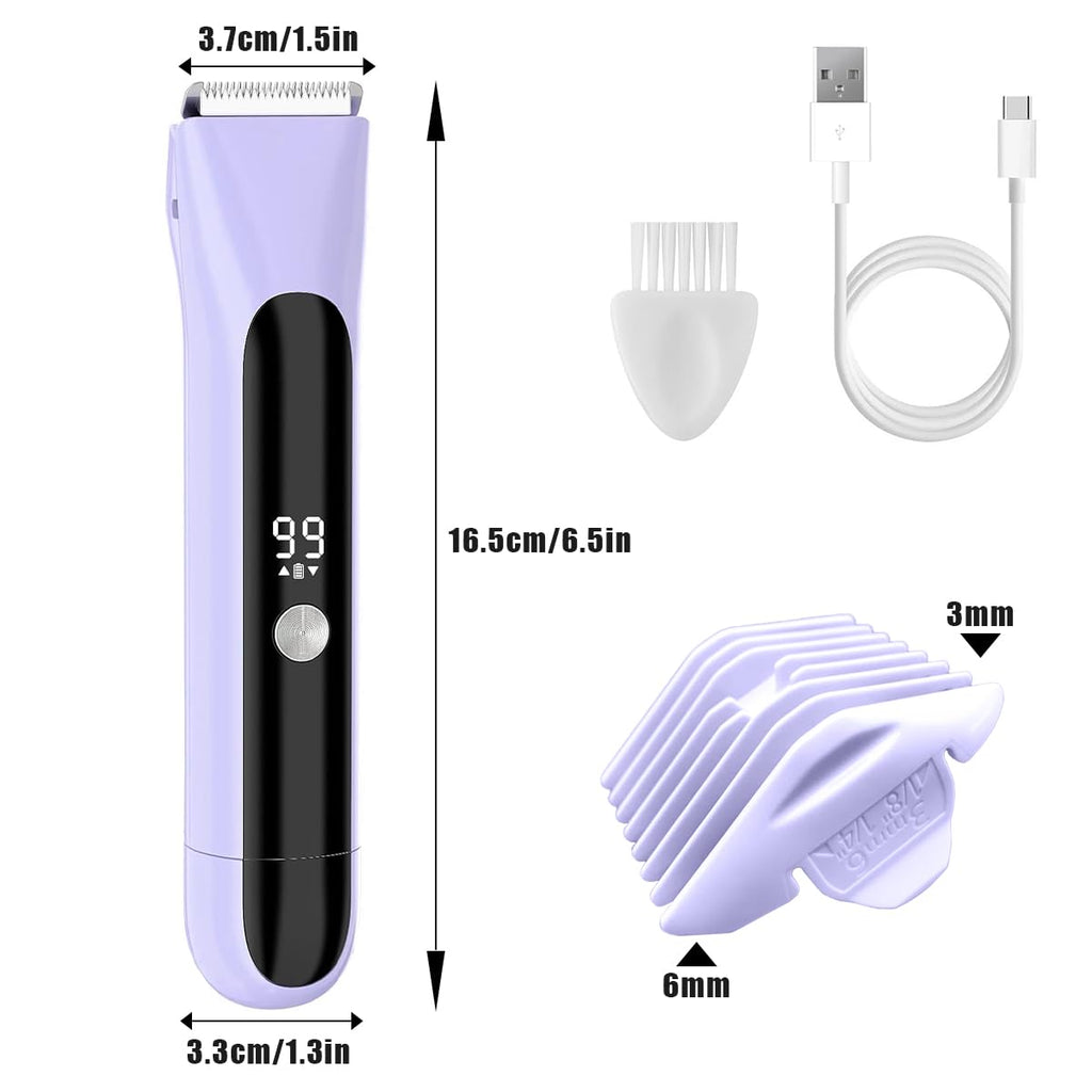 Msiud Electric Shaver for Women, 2 in 1 Bikini Trimmer Waterproof Rechargeable Facial Hair Remover with Ceramic Blades Dual Head, Pubic Hair Trimmer Body Grooming Travel Design for Shower Use