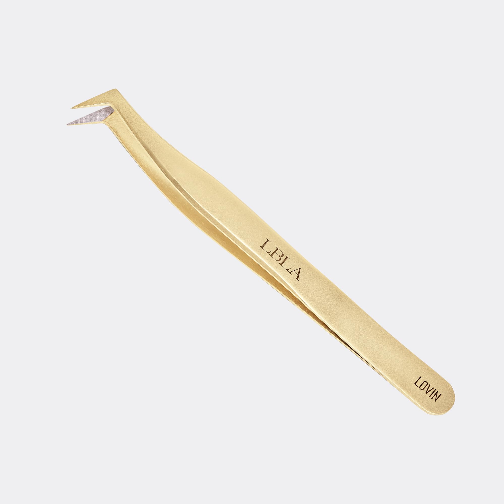 LBLA Lovin’ 90° Boot Tweezer – Lashbox LA Gold Fiber Tip Grip for Easy Lash Pickup & Placement – 24K Gold Plated Stainless Steel – Professional Volume Lash Tool