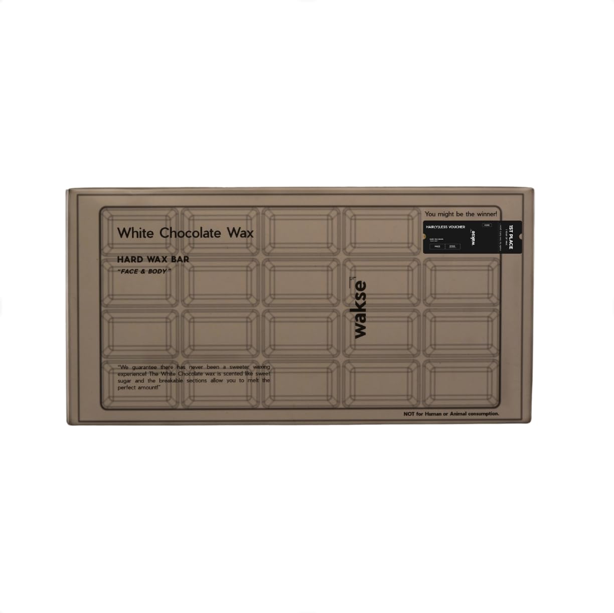 wakse Milk Chocolate Hard Wax Bar, 8 oz, For Face and Body Hair Removal, White Chocolate Scented, Stripless