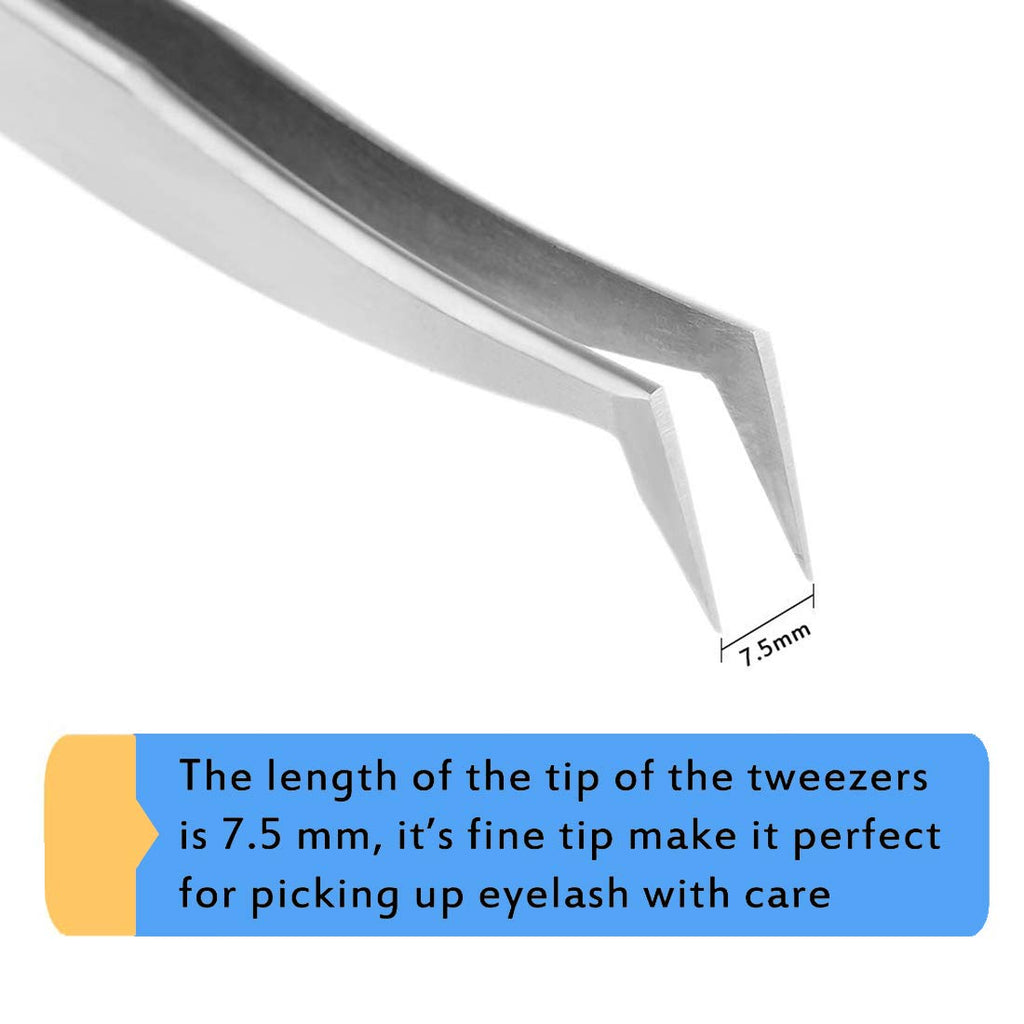 Individual C-Shaped Tip Lashes Tweezer - FEITA Professional Stainless Steel Curved Tweezers Precision for 3D Volume Eyelashes Extensions (1 Pc)