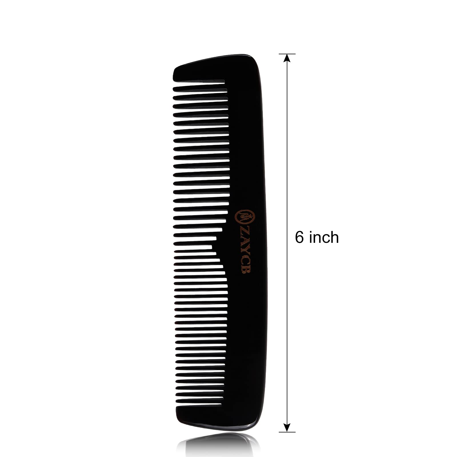 ZAYCB Buffalo Horn Comb - Anti-Static Detangling Styling Comb for All Hair Types (Classic Fine Tooth, Men, Women, Kids)