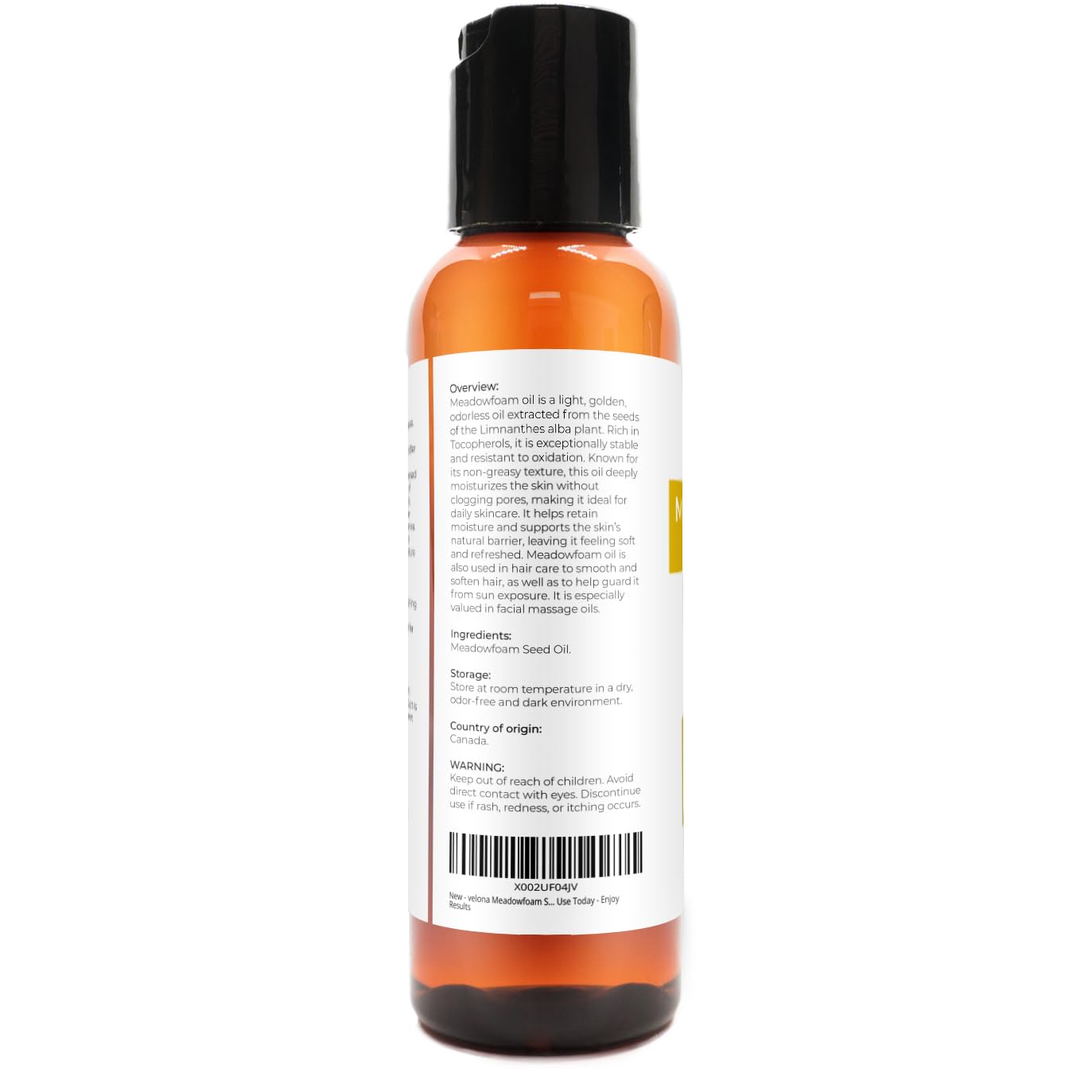 velona Meadowfoam Seed Oill 2 Fl Oz | 100% Pure and Natural Carrier Oil | Refined, Expeller Pressed | Skin, Hair, Body & Face Moisturizing | Use Today - Enjoy Results