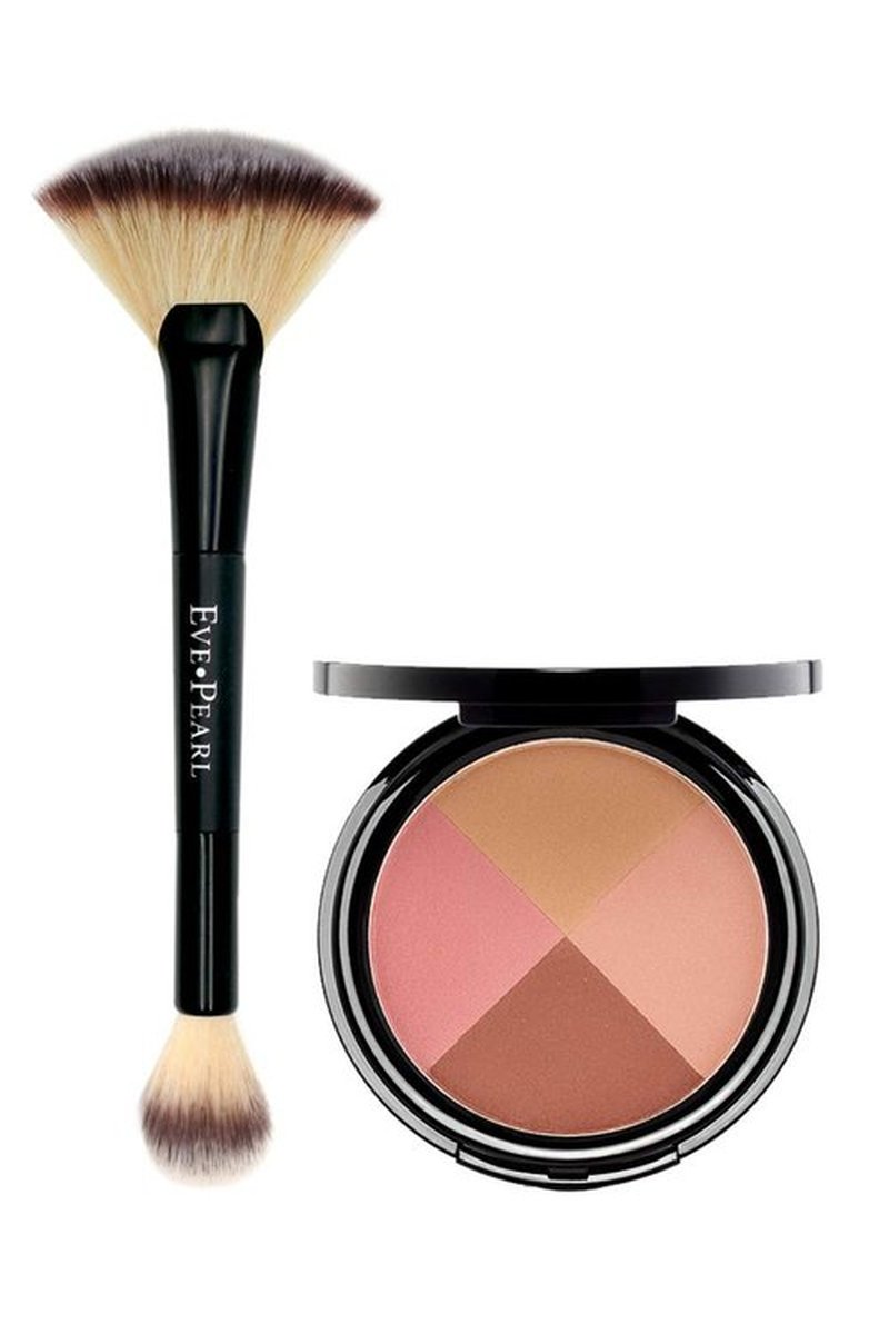 EVE PEARL Ultimate Face Compact | 204 Dual Fan Brush & Contour Palette for Medium to Deep Skin