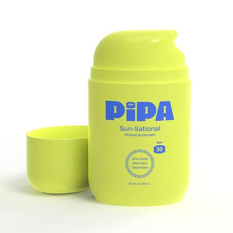 Pipa Sun-Sational 100% Mineral Daily Sunscreen SPF 30, 50 ml | Liquid Everyday Face Lotion with Zinc Oxide | Unscented & Gentle for Sensitive Skin | Kids & Tweens Skin Care
