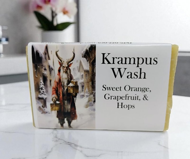 WFG WATERFALL GLEN SOAP COMPANY, LLC, Krampus Wash vegan beer soap enriched with kokum butter moisturizer