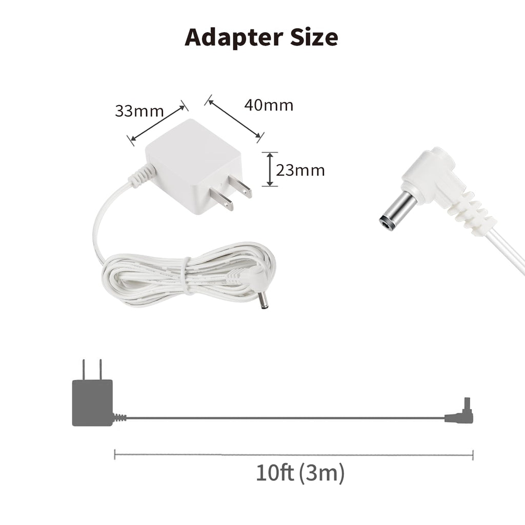 Tonton 10FT Replacement Power Cord Adapter Compatible with Infant-Optics DXR-8 / DXR-8 Pro Baby Camera Official Charger Just for Camera Unit (Not Compatible with Monitor Unit)
