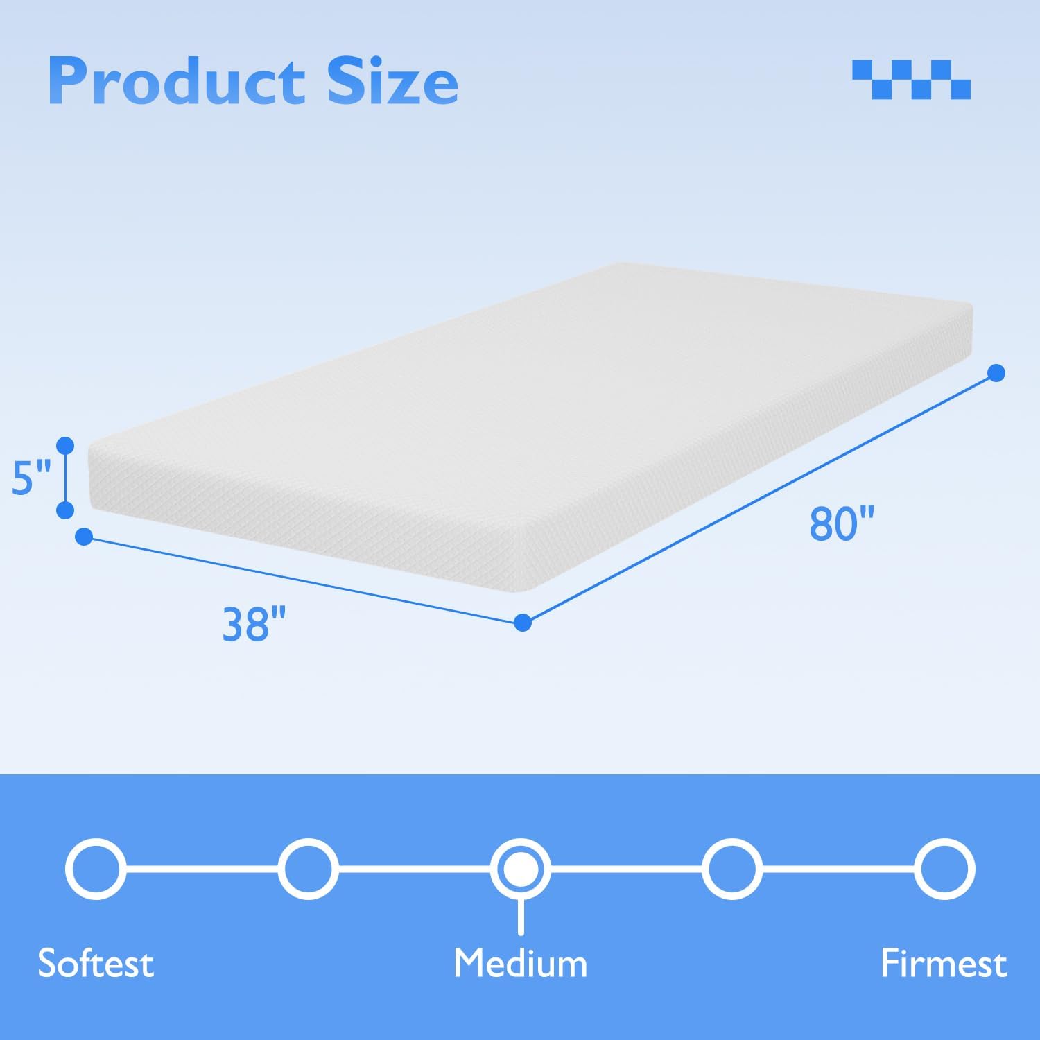 FDW 5 Inch Twin XL Mattress - Medium Firm Gel Memory Foam | CertiPUR-US Certified | Pressure Relief & Cooling Cover