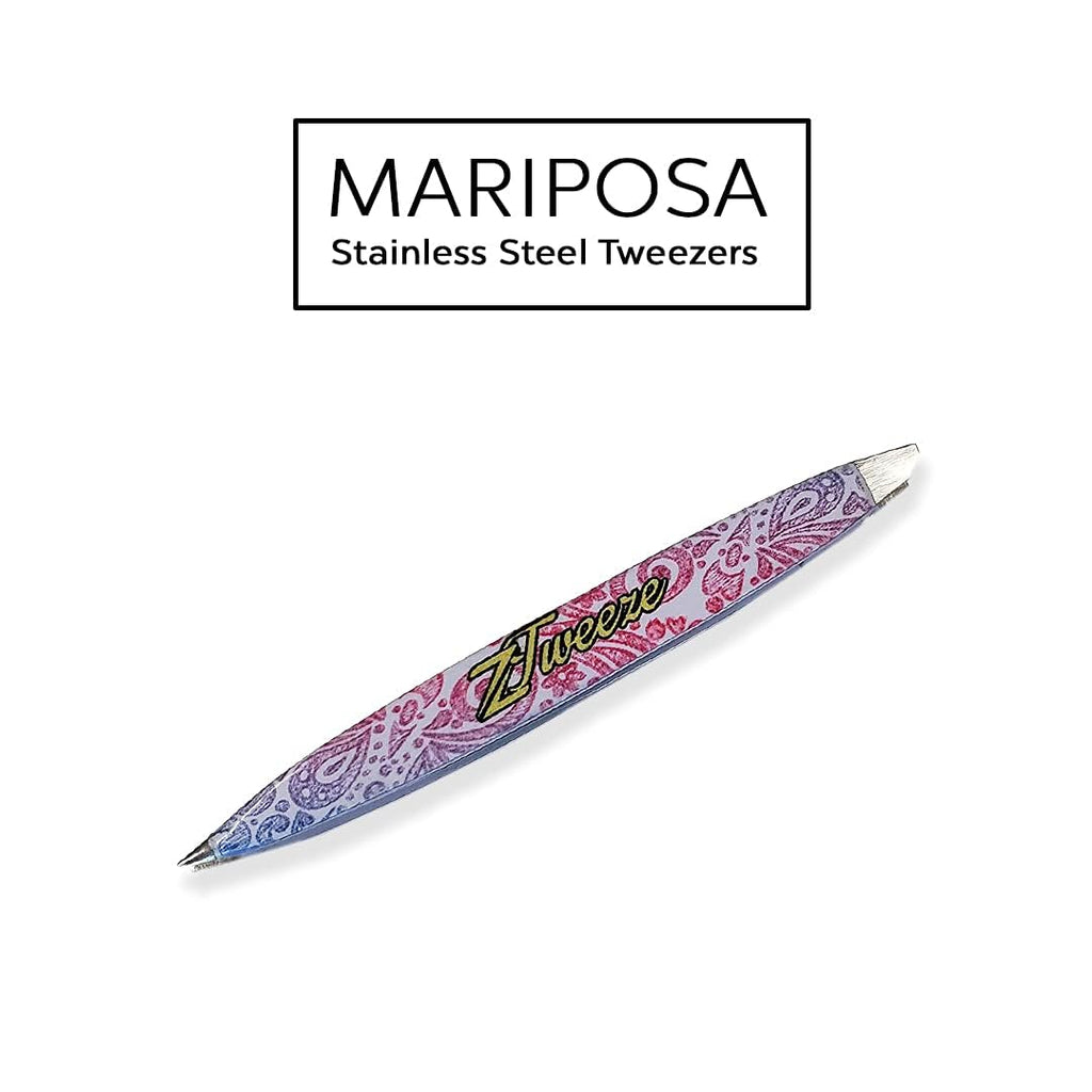 Dual Ended Point and Slant Tips Z-Tweeze PATENTED Tweezers (Rainbow Design) Precision Crafted for Eyebrows Ingrown Hair two in one Tweezers for Ease of use by DreamCut