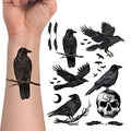 WIRESTER Temporary Tattoo Stickers for Adults Men Women, Fake Tattoos on Face Hand Neck Wrist Party Favor Body Art, Tattoo Sheet 6 x 7.87 inch - Ravens and Crows