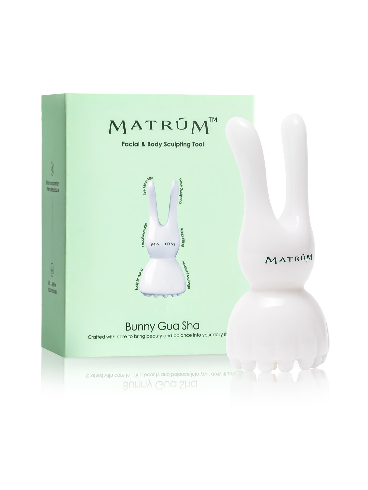 MATRÚM 6-in-1 Rabbit Ear Gua Sha Facial Tool for Scalp Massage & Jawline Sculpting, Unbreakable Resin Lymphatic Drainage Tool for Eye Depuffing & V-Line Lifting, Ergonomic Face Massager for Home Spa