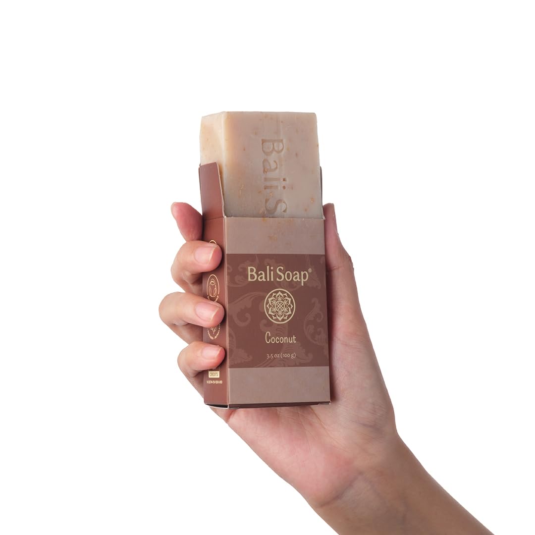Bali Soap - Coconut Natural Soap Bar for Men & Women - Vegan, Handmade, Exfoliating, Moisturizing - 6 Pack, 3.5 Oz Each