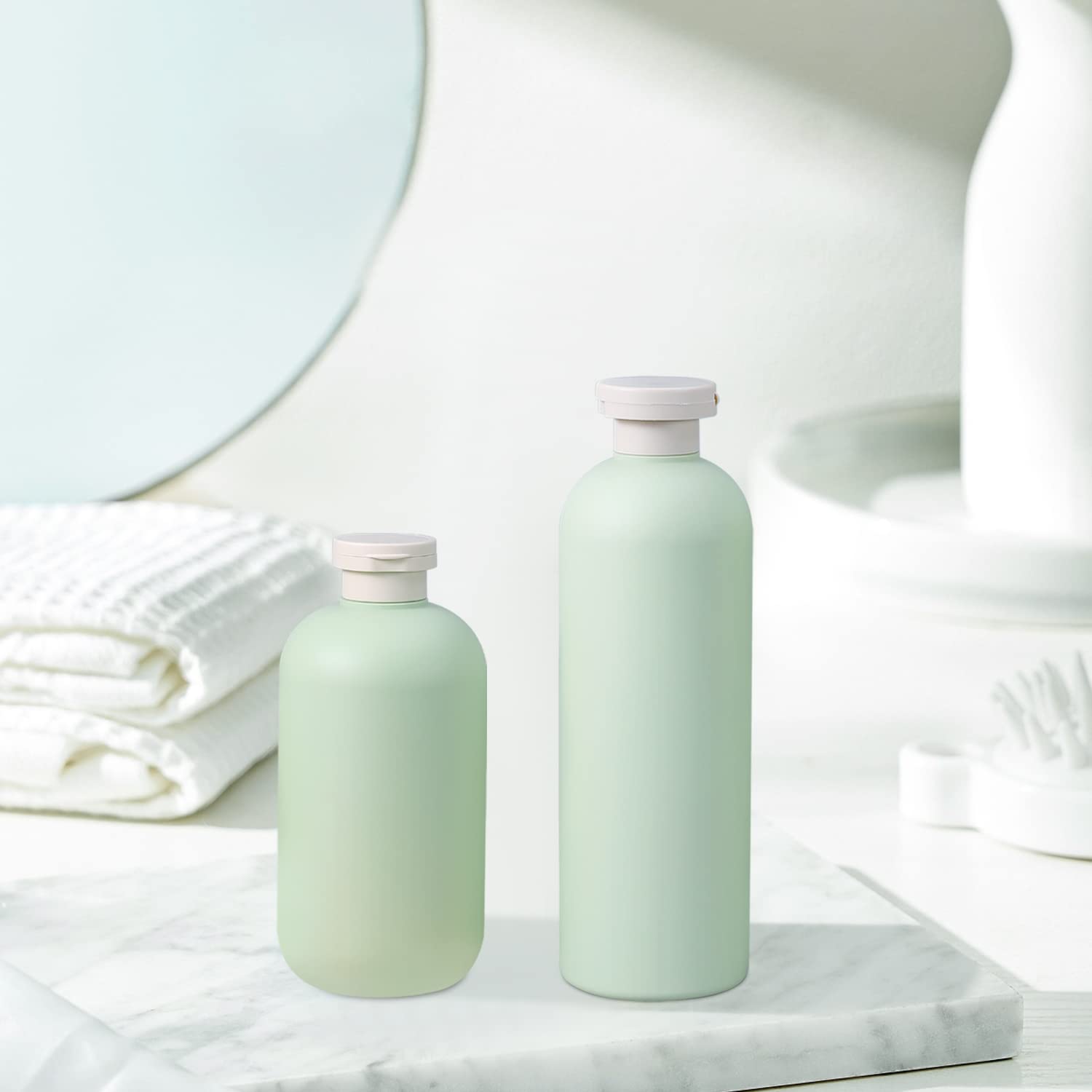 UMETASS 6.8oz Squeeze Bottles with Flip Cap, Refillable Plastic Travel Bottles for Creams, Lotion, Shampoo, Conditioner (2 Pcs)