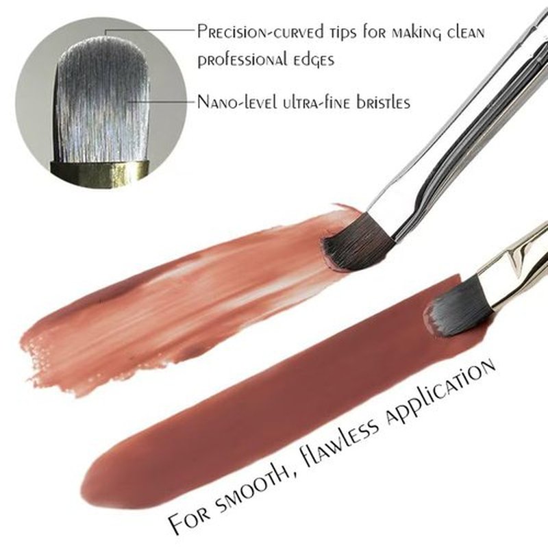 LIGHT RAIN 2 Pcs Professional Clean Up Oval Nail Art Brushes with Cap Set, Design for Builder Gel and Color Nail Polish Application