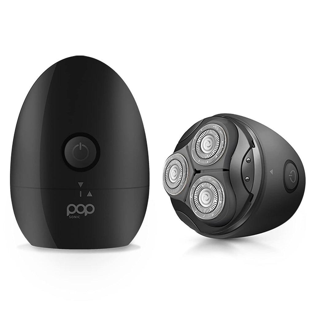Pop Sonic Moon Shaver (Black) - Face & Body Shavers for Men & Women - 3 Floating Rotary Heads Face Shaver w/Removable Cap - Long Lasting Lithium-ion Battery Portable Electric Shaver & Leg Shaver