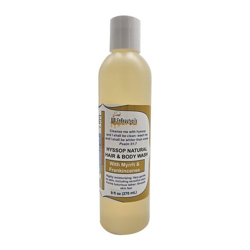 BIBLE N Beautyoils Cleanse Me With Hyssop Natural Hair and Body Wash, Organic Hyssop Infused Shampoo and Body Wash for Nourishing and Refreshing Hair & Body Cleansing (Myrrh and Frankincense)