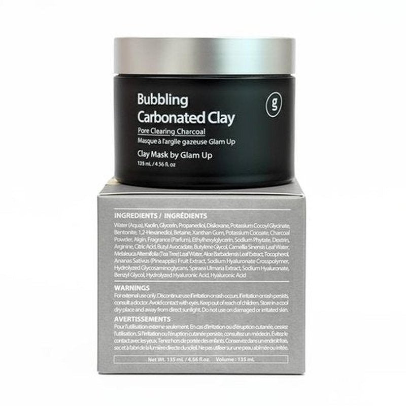 GLAM UP Clean Bubbling Carbonated Clay Mask for Face, Easy-Wash Off Pack, Deep Cleansing, Refreshing Skin Clay Mask, Korean Vegan Skin Care 135ml (4.56 Fl Oz)