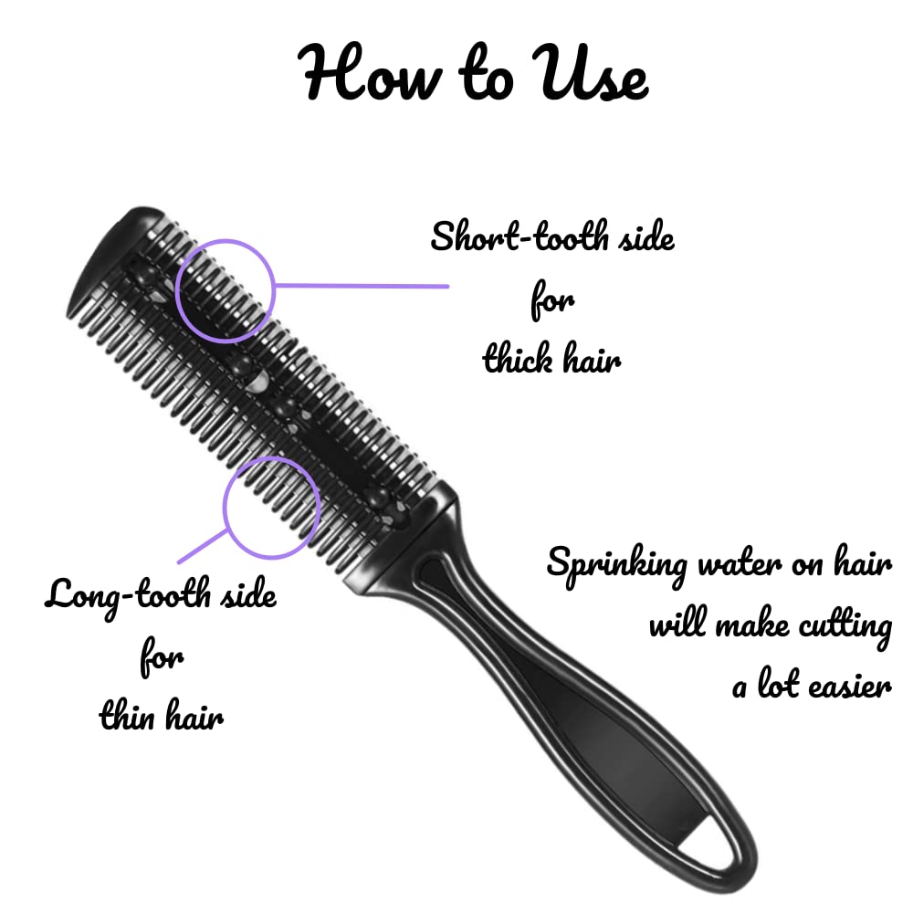 JLEivvi 4 PCS Double-Sided Hair Trimming, Thinning and Styling Razor Combs for Hairdressers