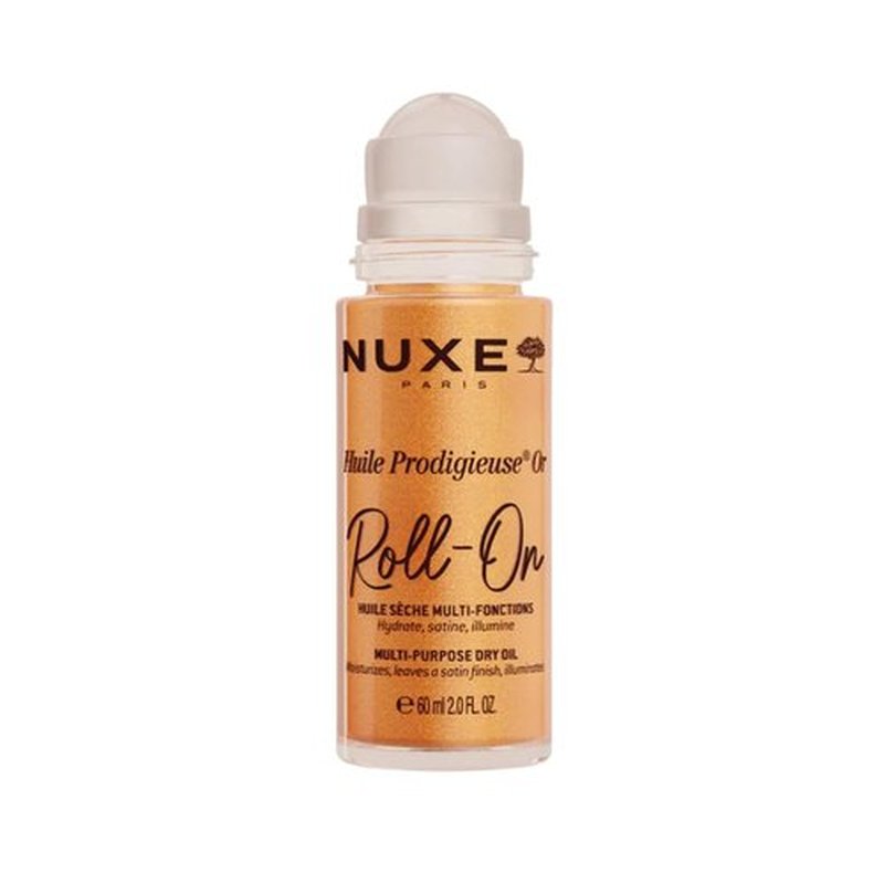 Nuxe Huile Prodigieuse Shimmer Dry Oil Roll-On With 7 Botanical Oils for Radiant Glow & Hydration for Face, Body & Hair, 2 Fl Oz
