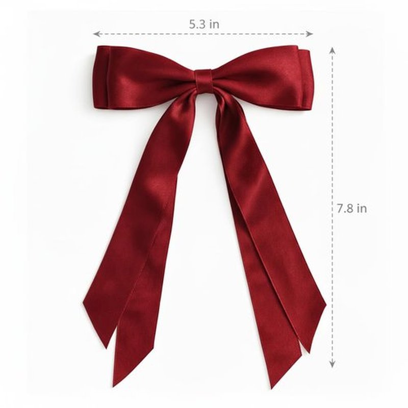 Burgundy Hair Bows for Women 3PCS Soft Silky Satin Bow Hair Clips with Metal Clips Long Tail Hair Ribbon Ponytail Holder Wedding Dress Decor Hair Accessories for Girls Teen