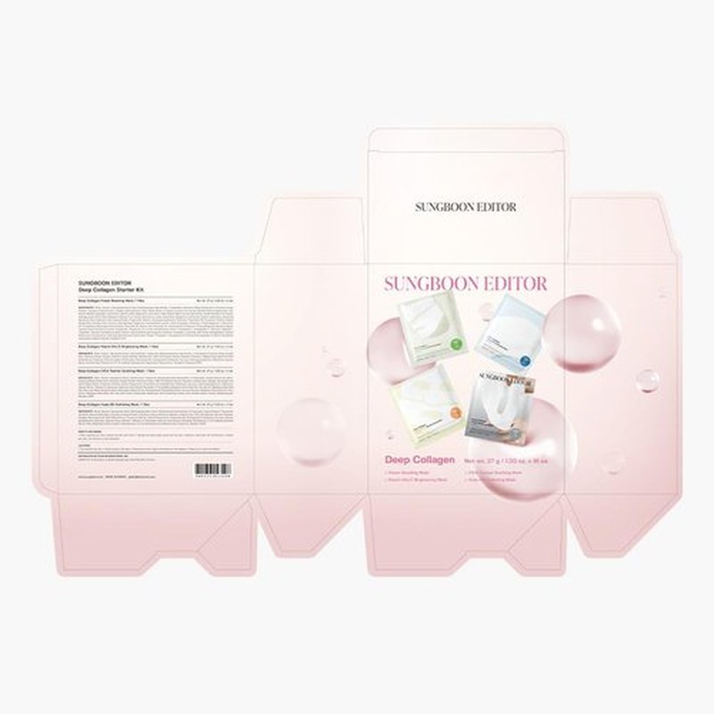 SUNGBOON EDITOR Deep Collagen STARTER KIT | Glass Skin, Elasticity, Moisturizing, Calming, Uneven Skin, Overnight Face Mask, Korean Skin Care, 37gx16ea | Gifts for Women