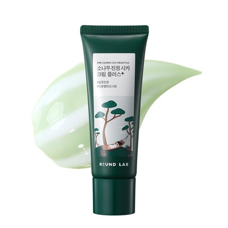 ROUND LAB Pine Cica Calming Cream Plus 60ml – Dual-Texture Soothing Cream for Blemish Care, Acne-Prone Skin Safe, Sebum & Oil Control, Intensive Calming, Strengthens Skin Barrier, Clear & Calm Finish