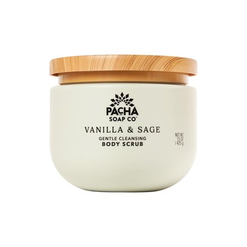 Pacha Soap Co. Whipped Cleansing Scrub, Vanilla & Sage - Premium, Handcrafted, Exfoliating Soap Scrub with Pumice for Face & Body, Soothing Essential Oils, Clean Ingredients 2-Pack (15 oz Each)