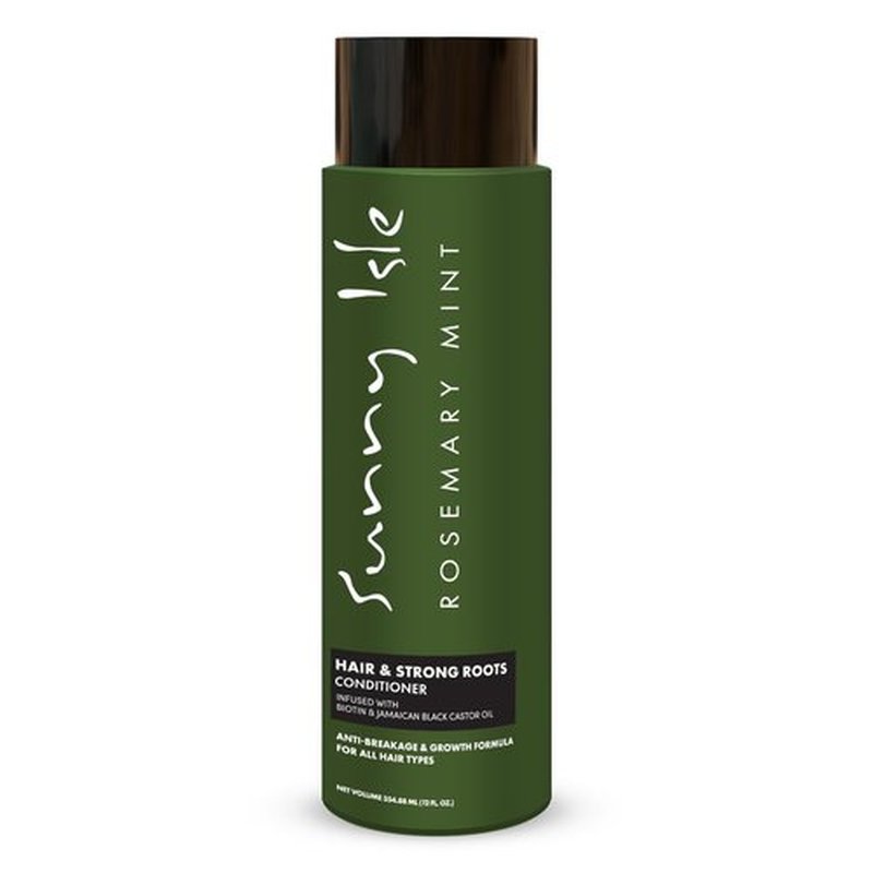 Sunny Isle Rosemary Mint Hair & Strong Roots Conditioner - Anti-Breakage, Growth, Biotin, Castor Oil - 12oz