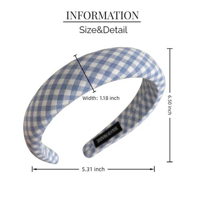 CAUDIO Blue White Striped Knotted Headbands for Women Top Knot Plaid Gingham Hairband Makeup Face Wash Hair Styling Accessories (Blue White)