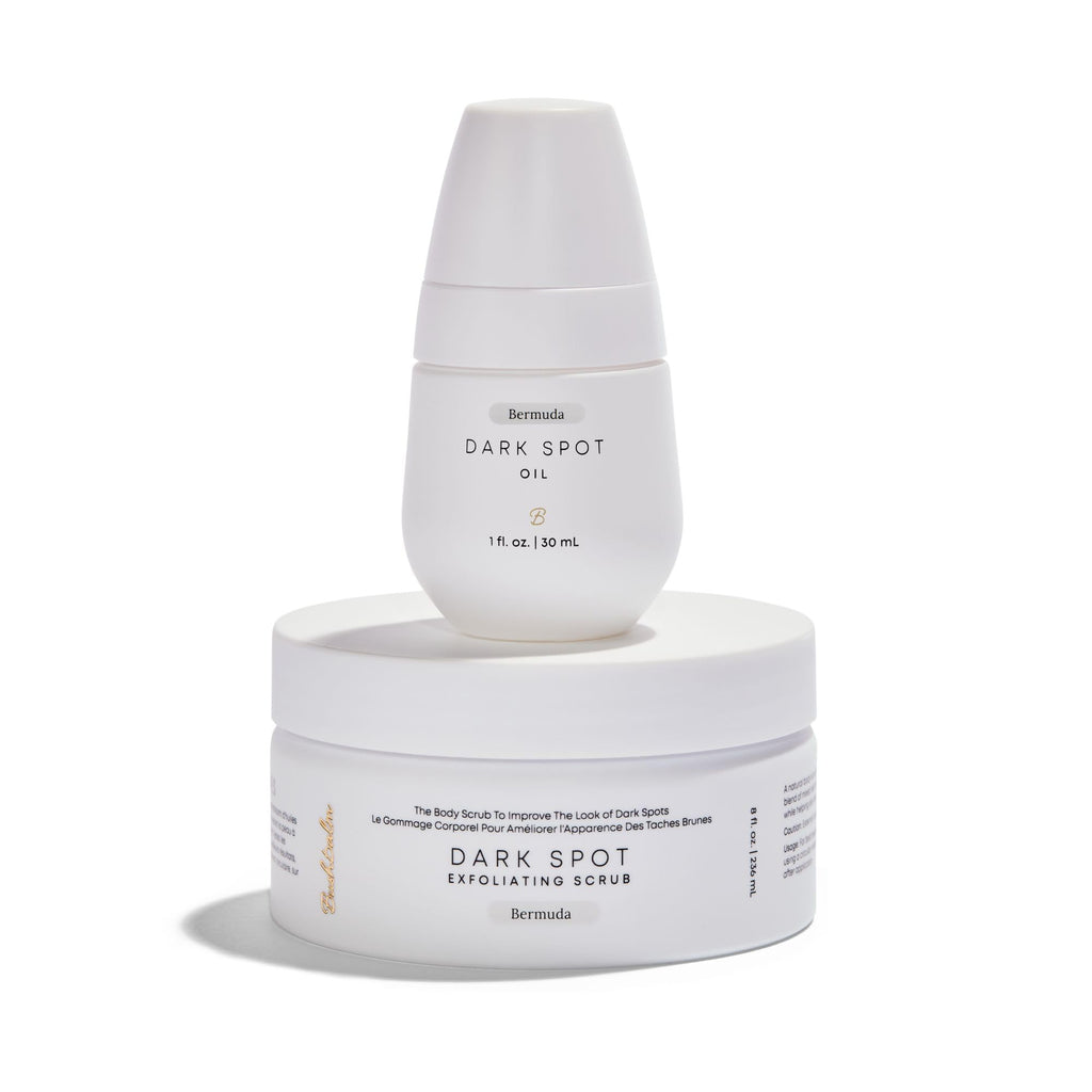 Bushbalm Dark Spots and Ingrown Hair 2 Step Routine - Rejuvenate and Nourish - Ingrown Hair Oil (30 ml) and Exfoliating Scrub (236 ml) - Bermuda - Valued at $49