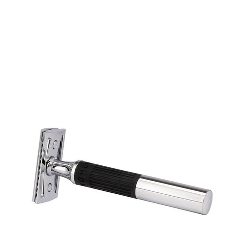 MÜHLE NEO Safety Razor - Eco-Friendly Double Edge Razor for Beginners & Pros | Chrome with Black Grip