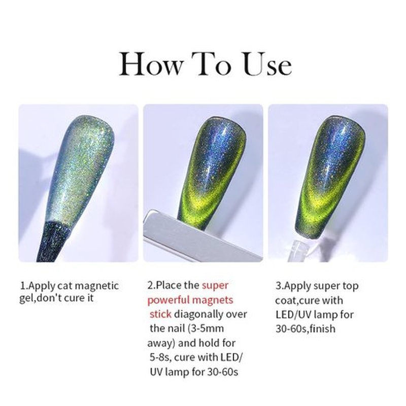 Born Pretty Cat Magnetic Gel Nail Polish 9D Chameleon Holorgraphic Cat Magnetic Eye Gel Polish Glitter Gel Polish Set 6PCS