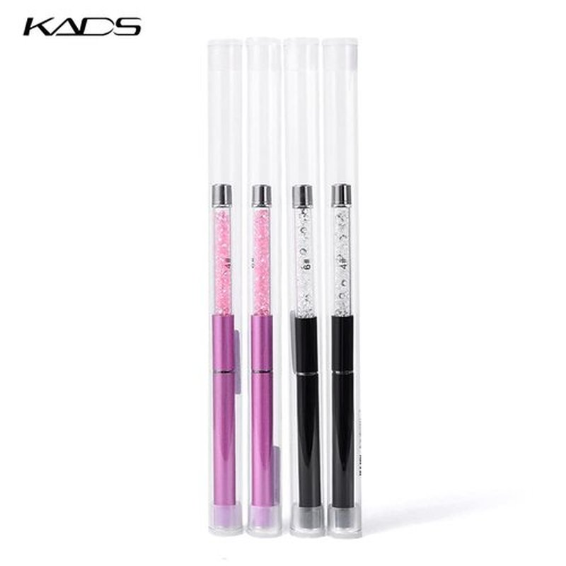 KADS Nail Art Gel Acrylic Brush Carving Pen Brush Nail Drawing Painting Pen Liquid Powder DIY Manicure Tool (Pink+Black, 2Pcs 4#+ 2Pcs 6#)