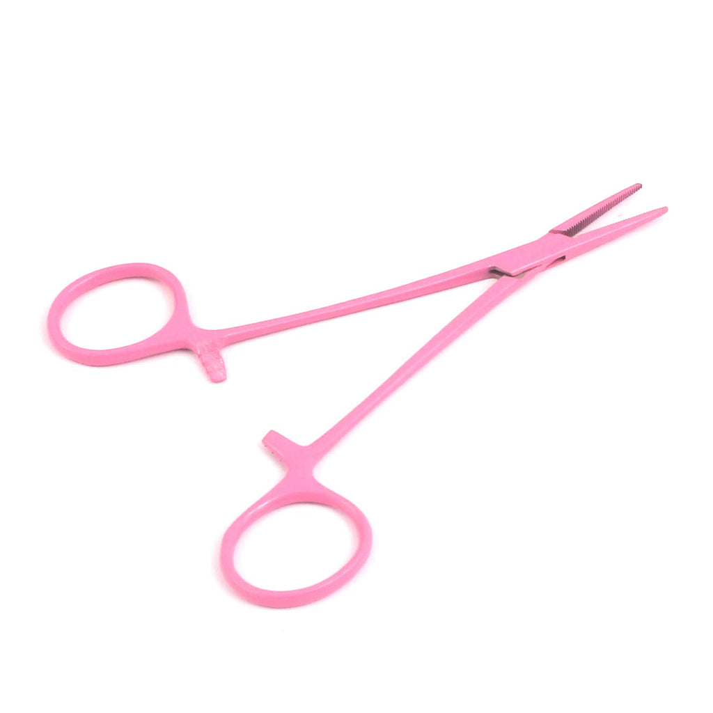 AAProTools Lot of 2 Straight & Curved Mosquito Hemostat Forceps Locking Clamps 5" Pink Color Stainless Steel