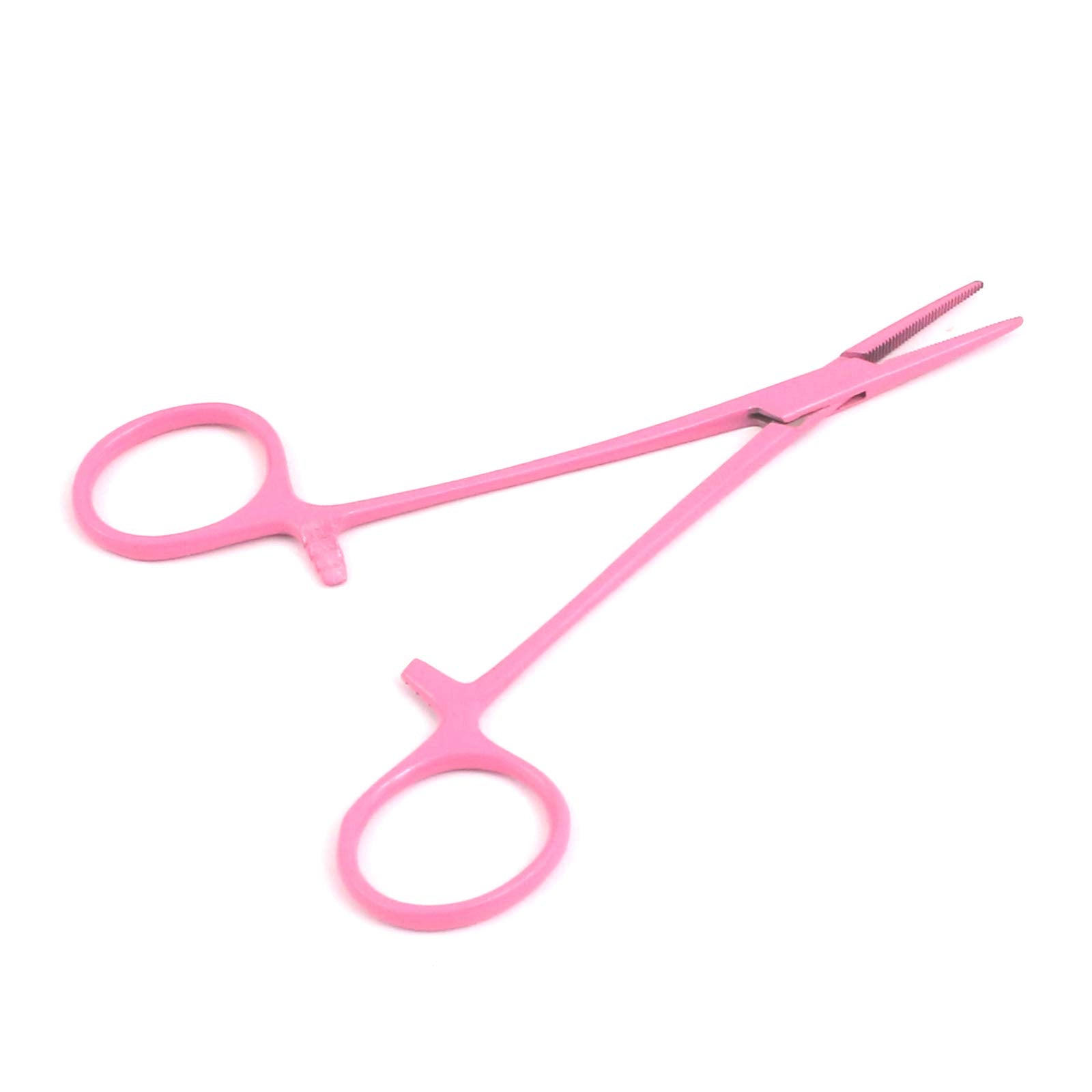 AAProTools Lot of 2 Straight & Curved Mosquito Hemostat Forceps Locking Clamps 5" Pink Color Stainless Steel